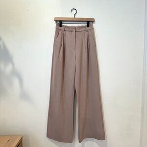 A&F Sloane Lightweight Tailored Wide Leg Pant in Heather Taupe, Size 25